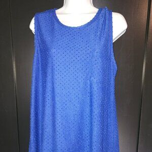Betsey's Boutique Swiss Dot Pocket Tank in Blue Sz XL